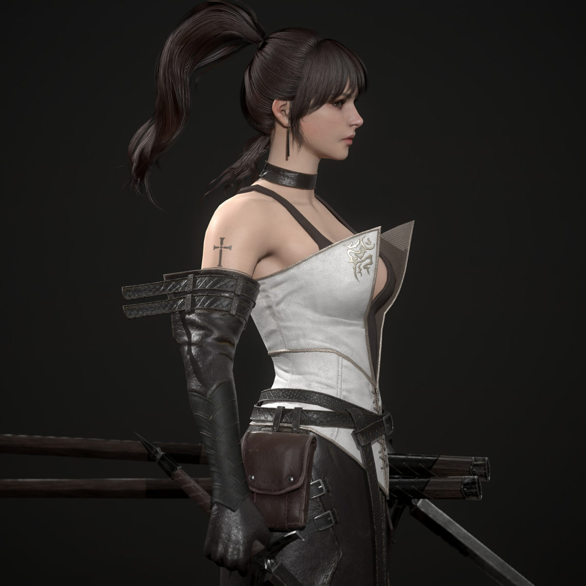 3d模型欣赏:《sword girl》古风 女战士角色 次世代 zbrush雕刻