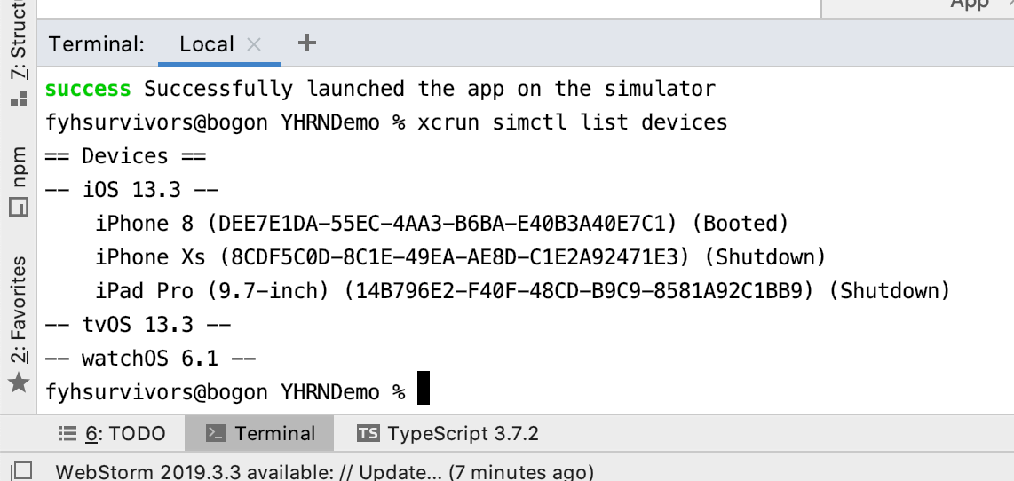 ReactNative 运行指定模拟器版本 - RN