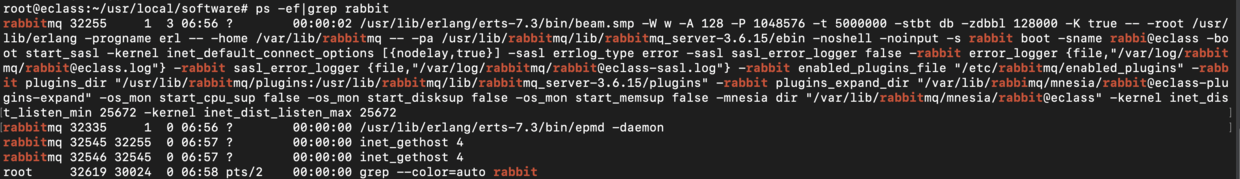 ps -ef|grep rabbit 查看rabbitmq的启动情况