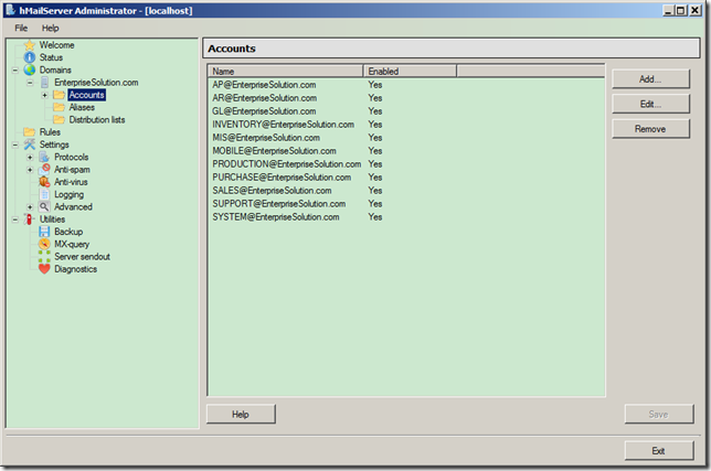 .NET ERP 시스템은 대규모 통합 전자 메일 시스템 계정을 해결하기 위해