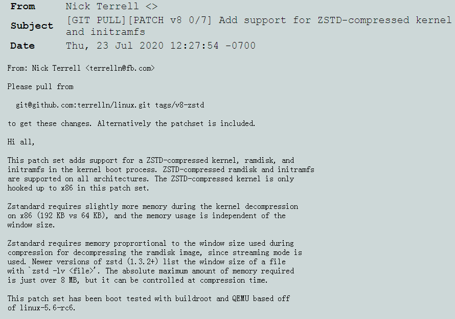 Linux内核将支持Zstd压缩算法Linux内核将支持Zstd压缩算法