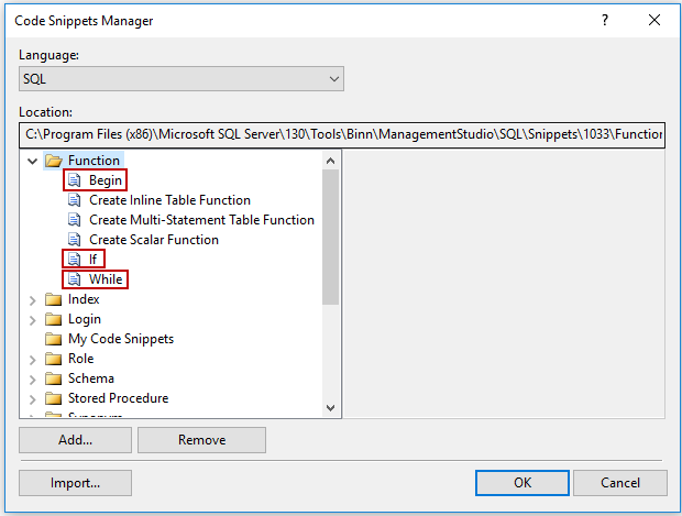 SQL Server Management Studio中SQL代码段-CSDN博客