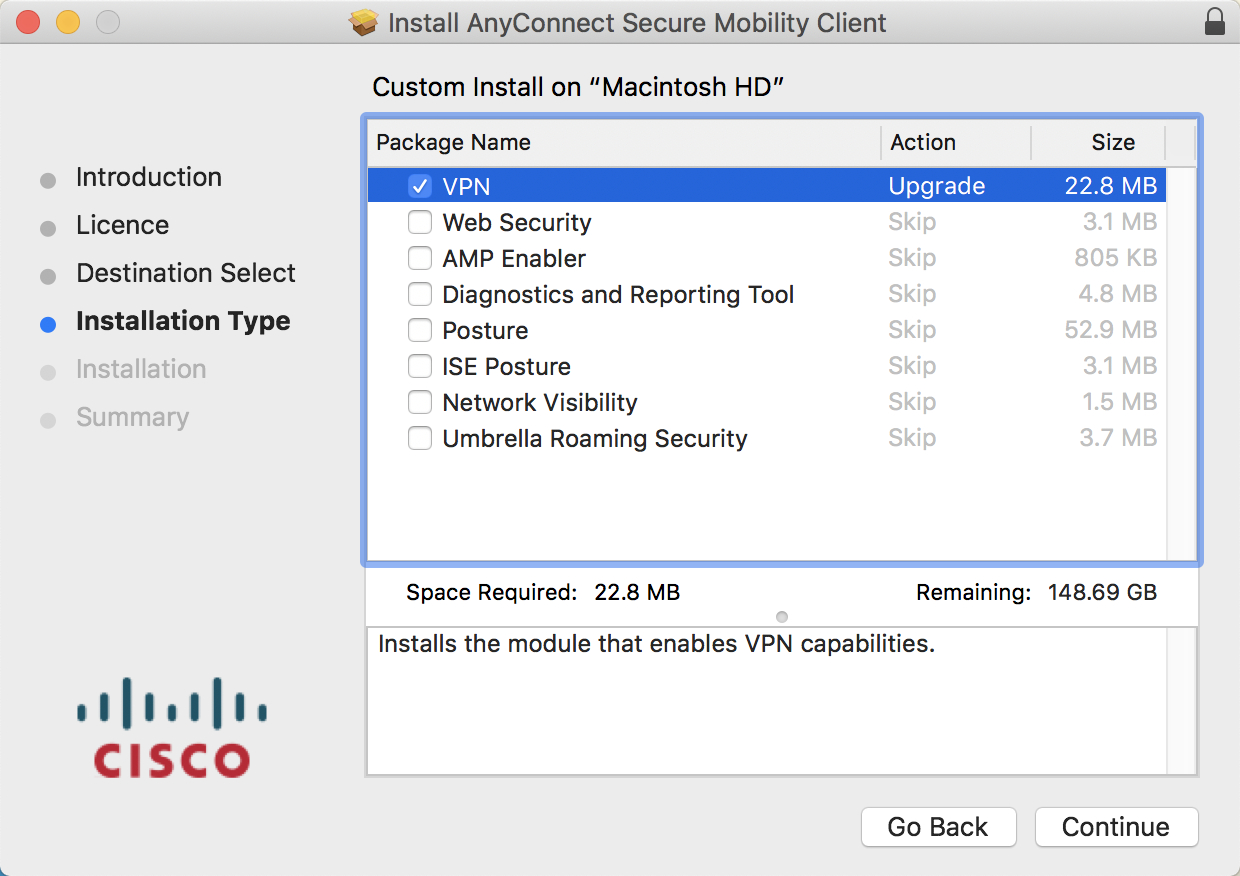 what file in cisco anyconnect mobility client should i change to bypass