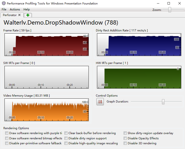 使用 WindowChrome 制作透明窗口的性能数据