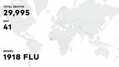 1918年的西班牙流感席卷全球的模拟