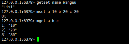 getset命令、mset和mget命令