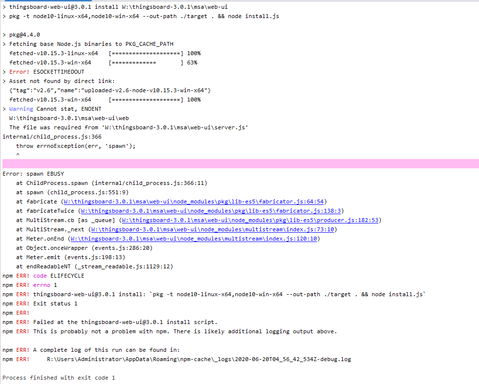 Thingsboard3 0 1 编译错误 Spawn Ebusy Fire Thinsboard的博客 Csdn博客