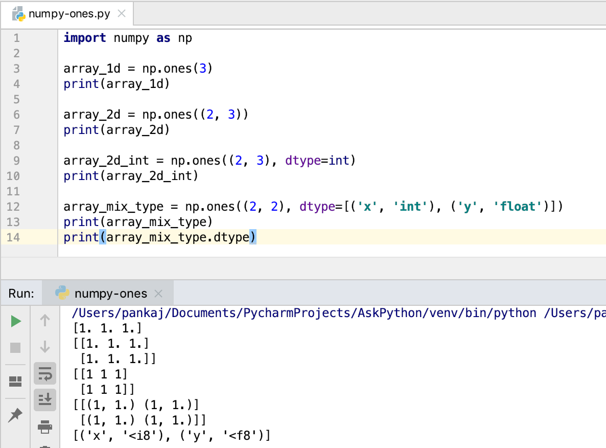 numpy.ones() in Python - Code World