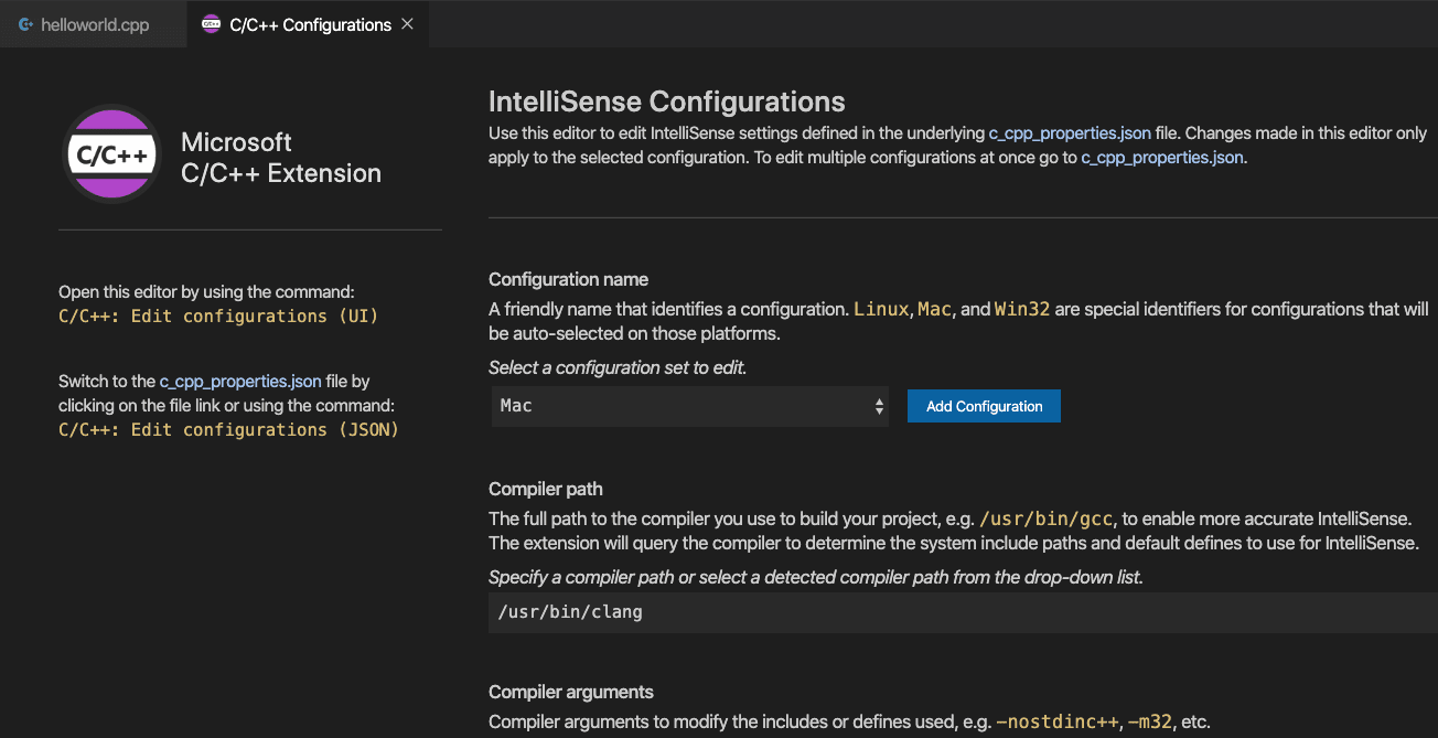 C configuration. GCC конфигурация. Visual Studio code Mac os. Command Palette of Visual Studio code. GCC, Clang, Visual Studio.