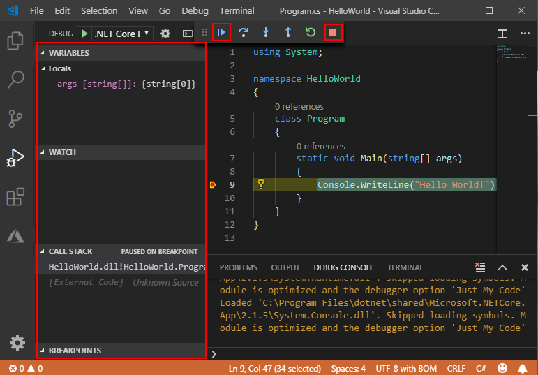 在Visual Studio代码中运行和调试