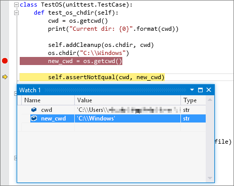 在 Visual Studio 中调试 Python 单元测试