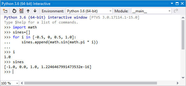 Visual Studio 中的 Python 交互窗口