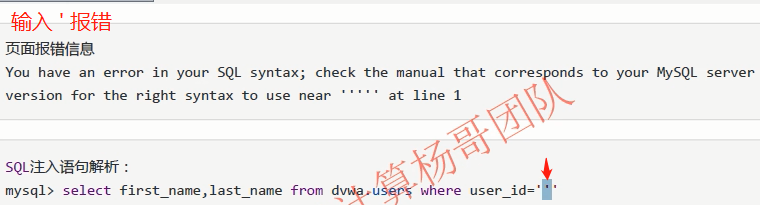 输入单引号'报错