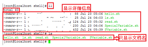 Linux中ls和ll的区别