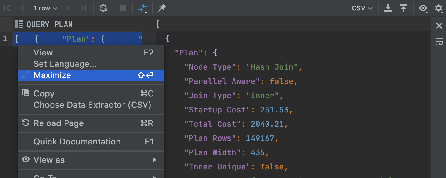 Separate editor for cell values