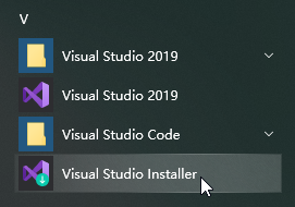 找到并且启动 Visual Studio Installer