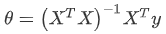 正规方程求得向量theta