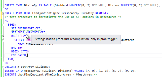SQL Prompt使用教程：更改过程或触发器中的SET选项将导致重新编译（下）