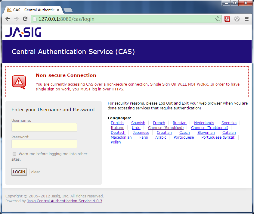 CAS-4.0.3默认登录页