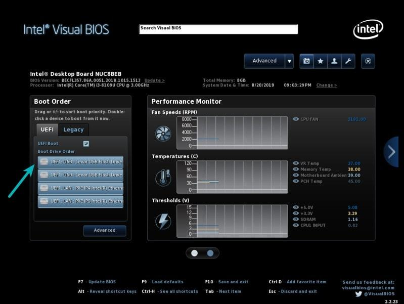 Intel nuc восстановление bios