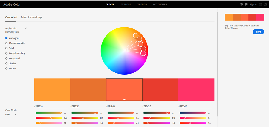 Adobe Color CC – 超优质高效的取色工具