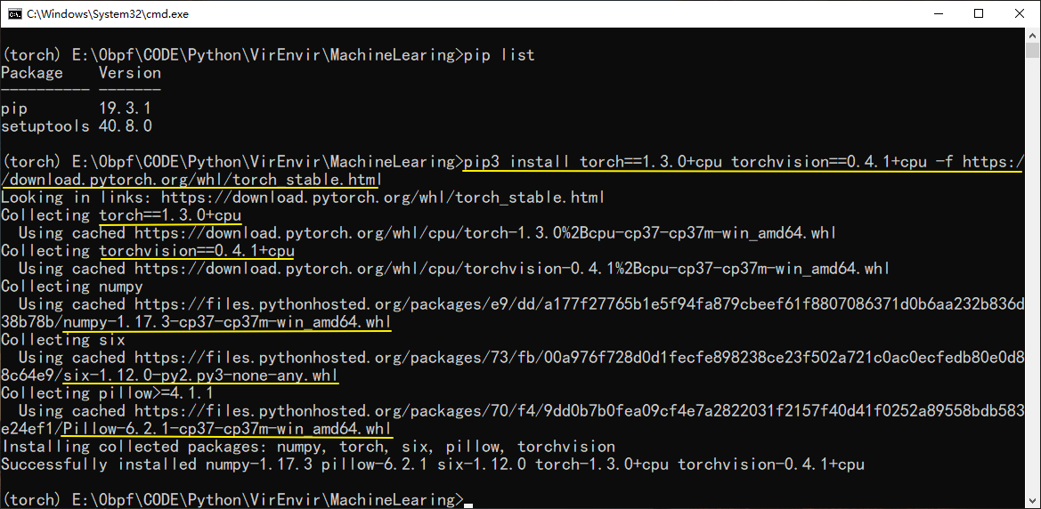 python pytorch安装