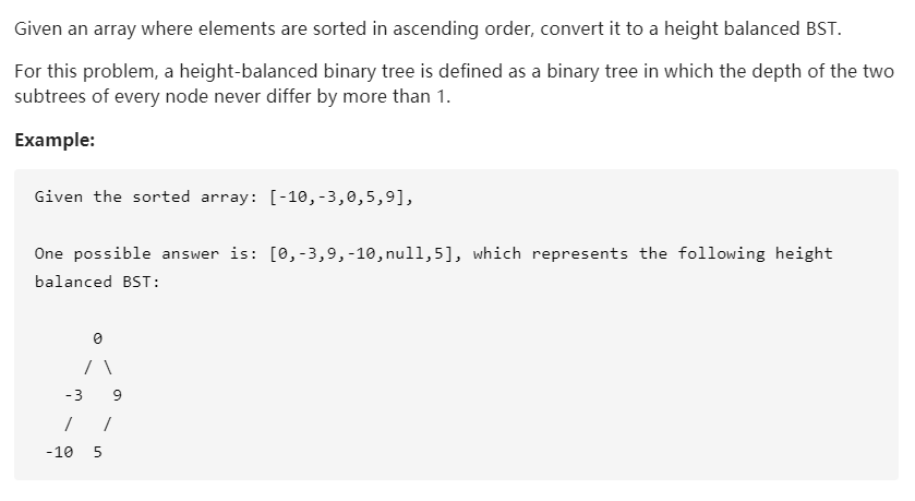 Leetcode系列----「Convert Sorted Array to Binary Search Tree」