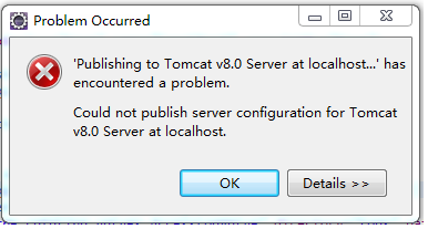 Publishing to tomcat v8.0 server at localhos