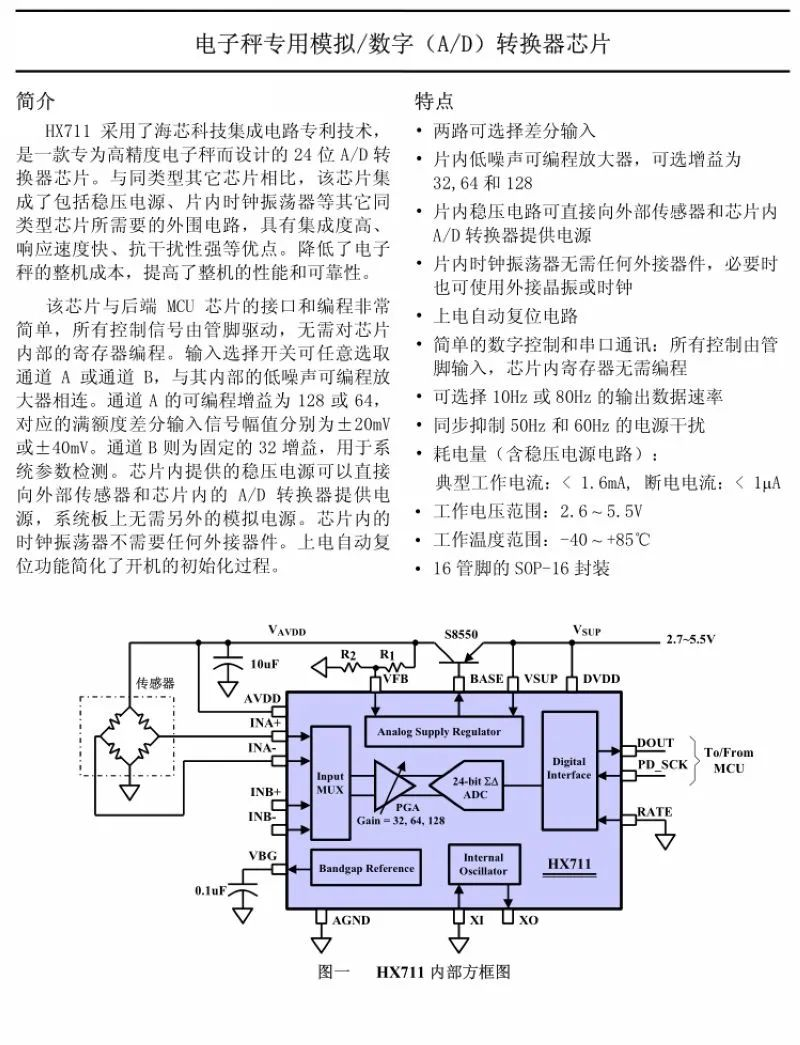 压力传感器称重传感器电子秤模块hx711人体称重模块应用及原理