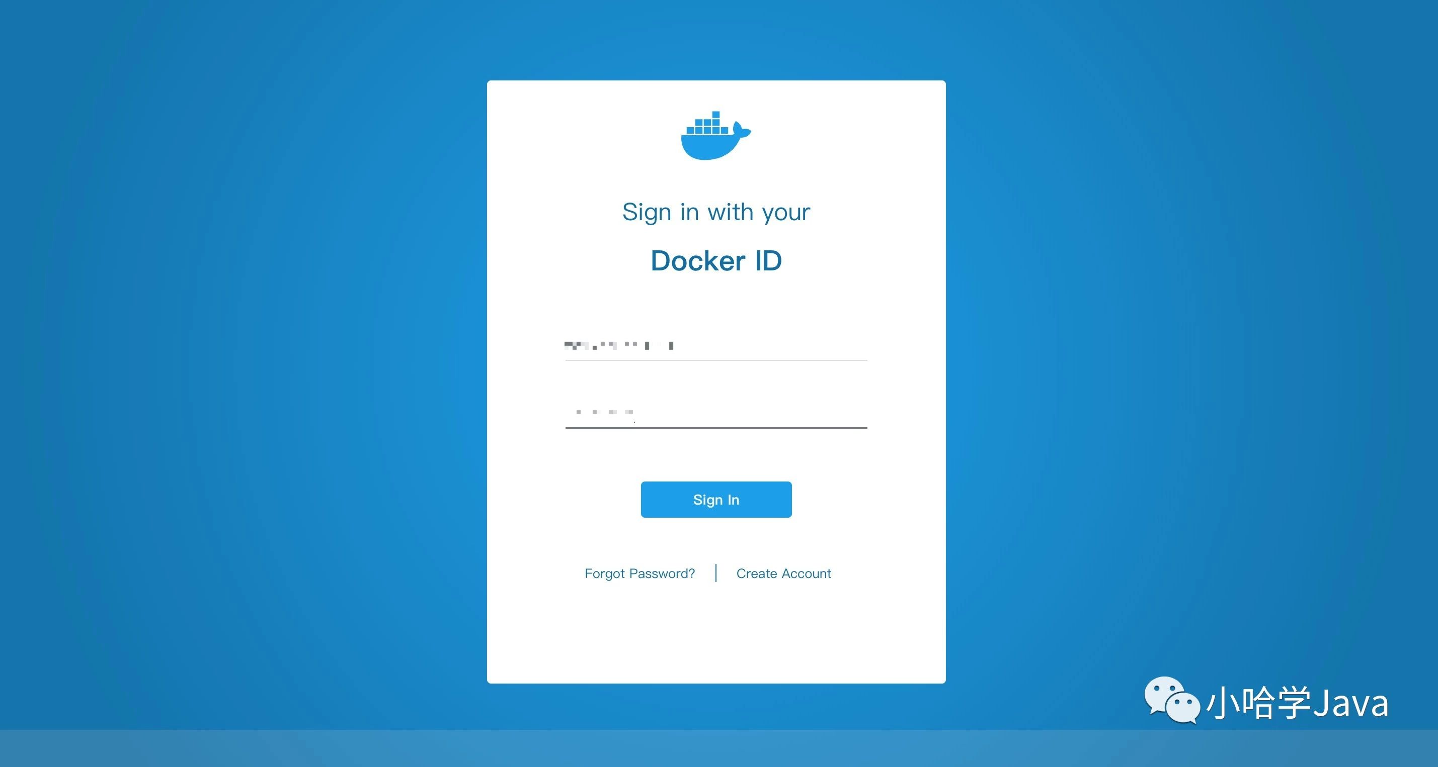 Docker Hub login page