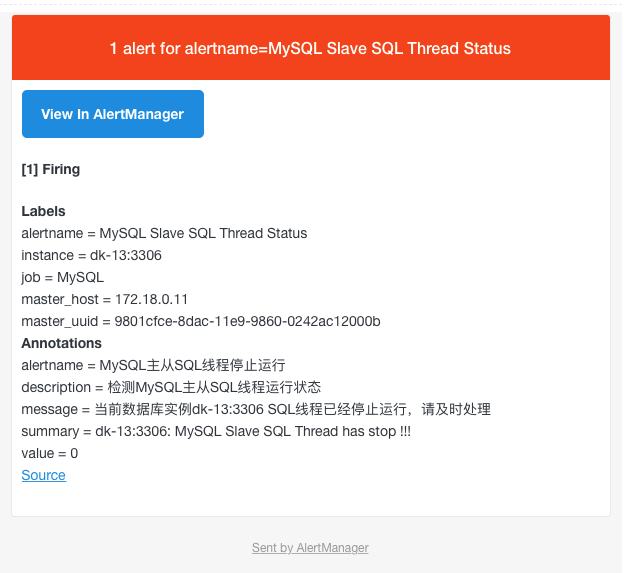 prometheus配置MySQL郵件報警