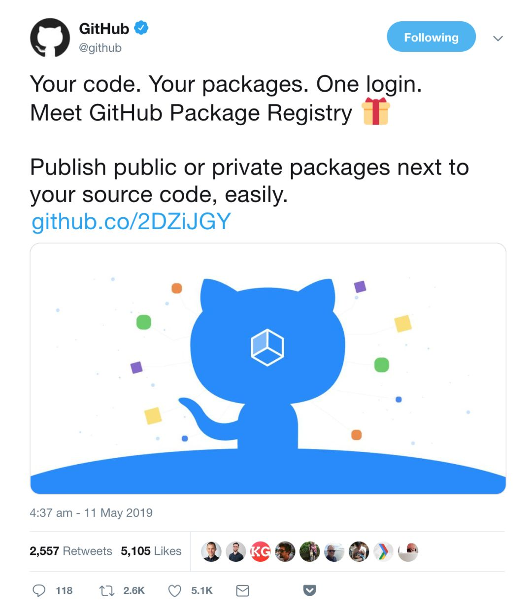 5月11日北京凌晨时间 4 点 37 分,github在官方 twitter 上正式宣布