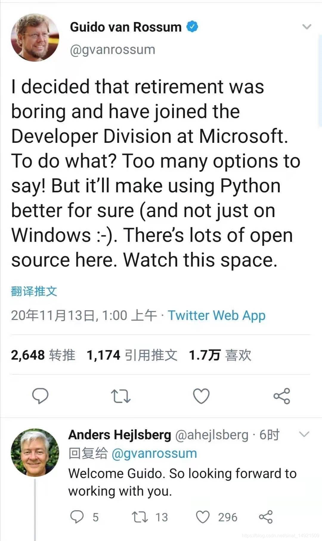 64 岁 Python 之父退休失败，正式加入微软搞开源！ 