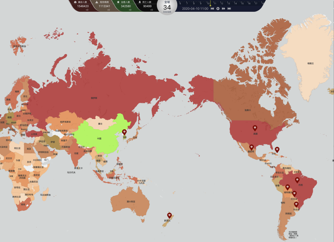 世界疫情图地图图片
