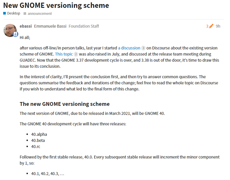 大改革，GNOME 3.x将直接跳到GNOME 40