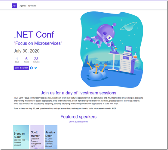 7月30日 举办专注于微服务的.NET Conf Focus