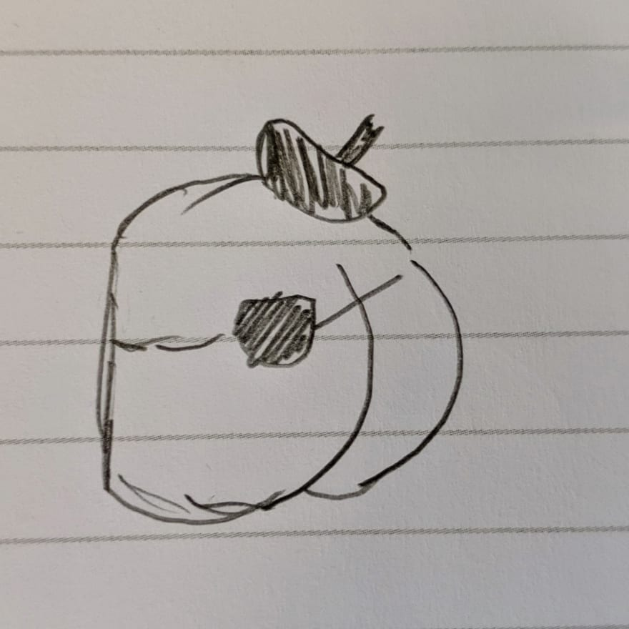 A drawing of a butt wearing an eyepatch, and a beret.