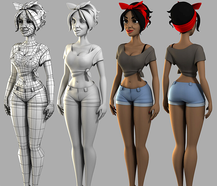 3dsmax人物女性角色模型建模教程