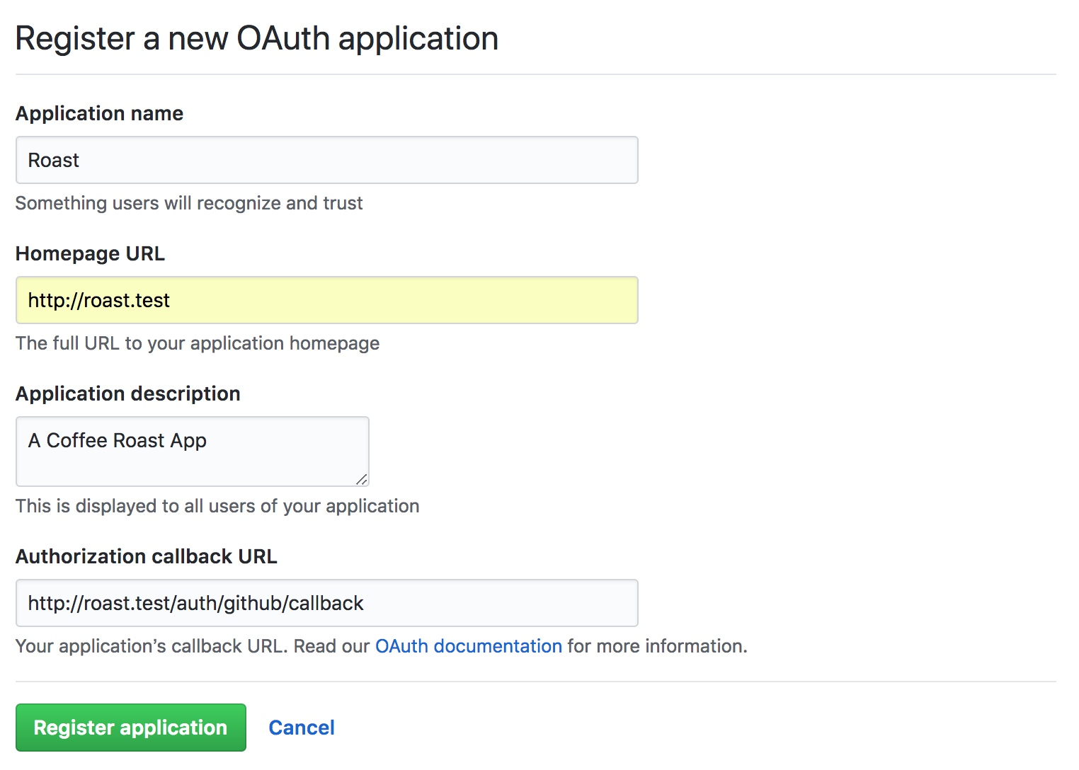 在github新增oauth app
