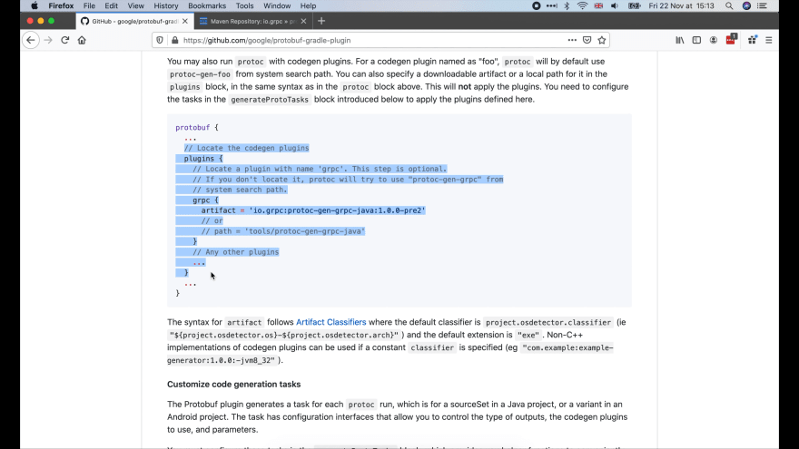 Tell protoc to use gRPC plugin