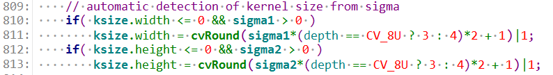 Gaussian kernel size