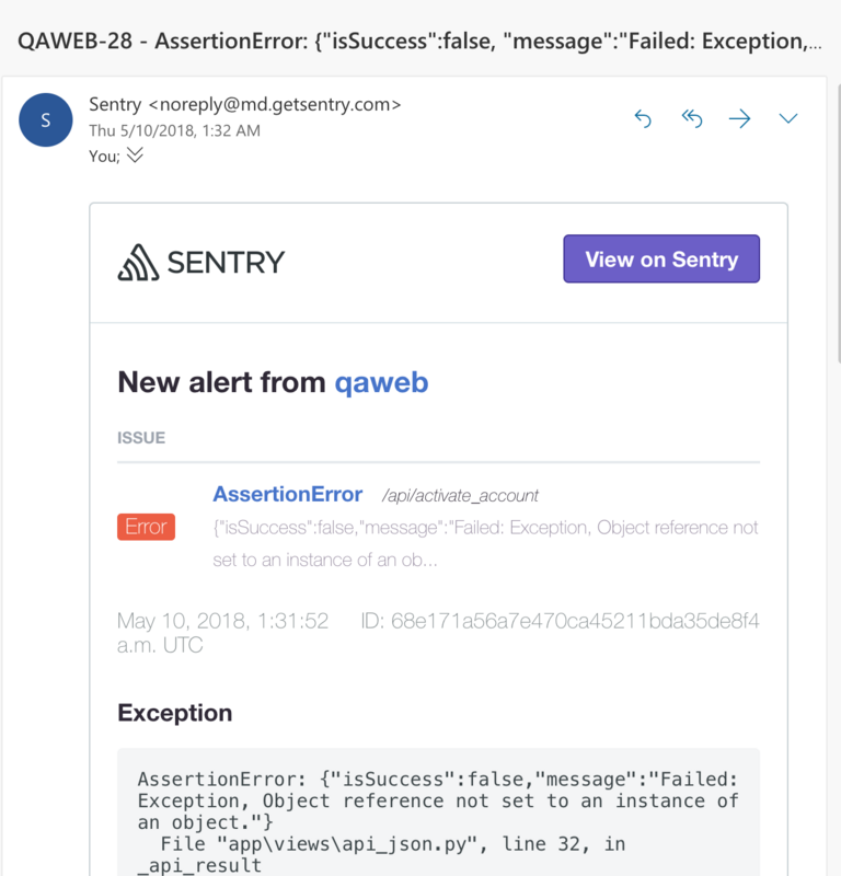 sentry-email-alert
