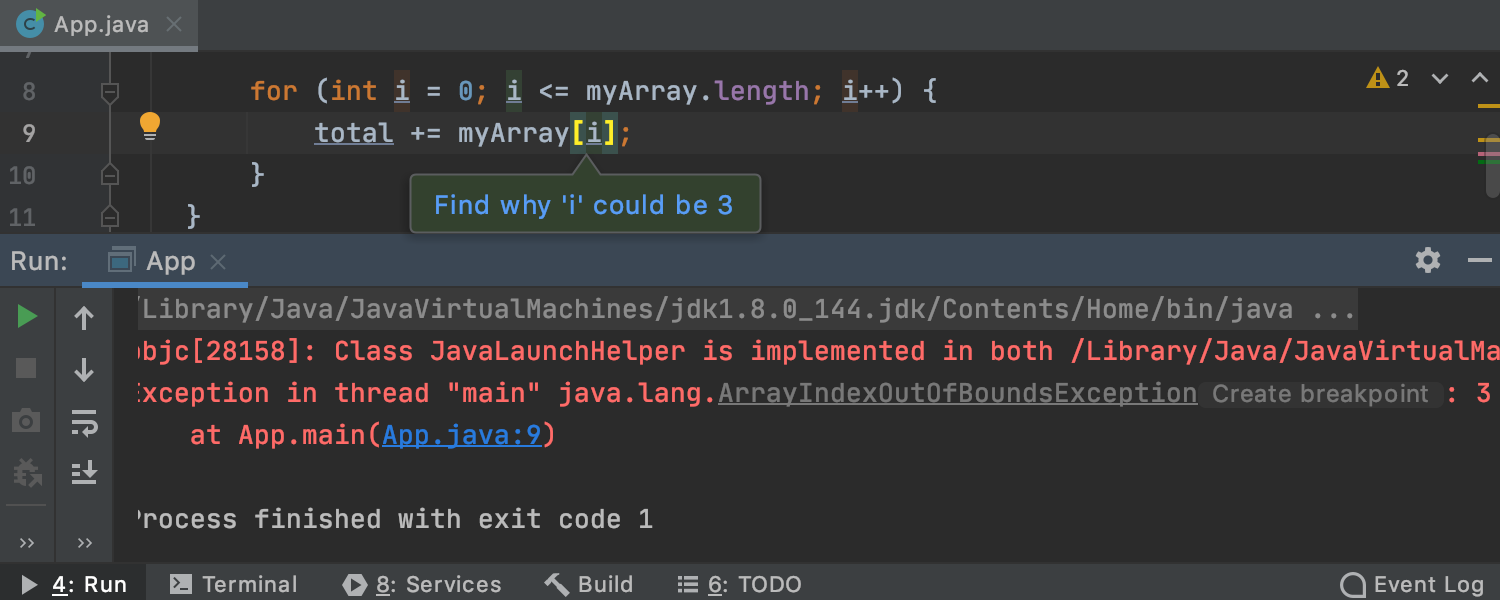 Pinpointing causes of runtime exceptions