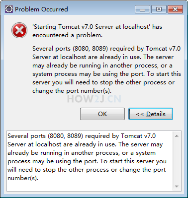 Eclipse中启动Tomcat问题-端口