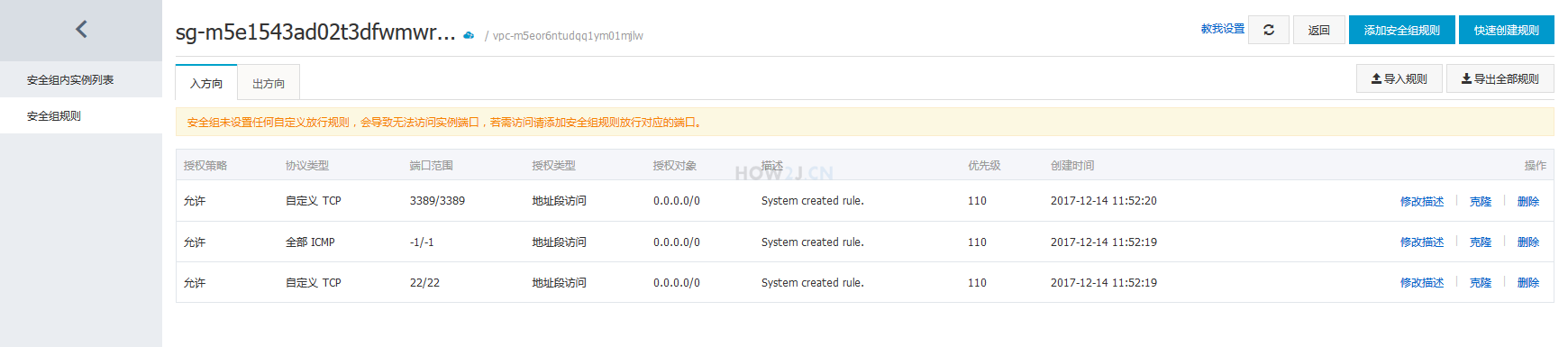 当前安全组规则一览