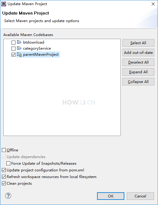 java基础教程------ Eclipse 中创建父子-聚合项目插图3 update maven